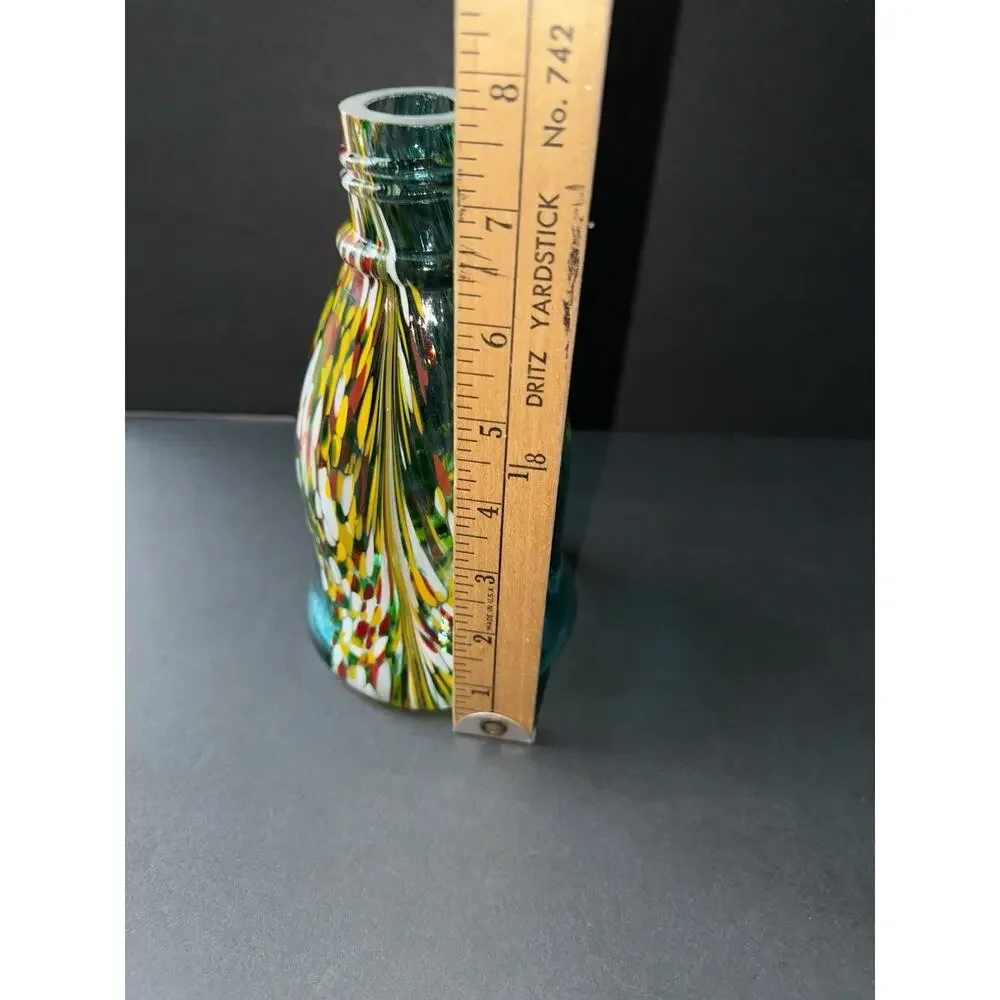 Handblown Art Glass Vessel Bird Feeder Handcrafted Bottle Vase